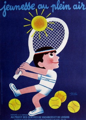 French vintage european poster, Jeunesse au Plein Air Tennis